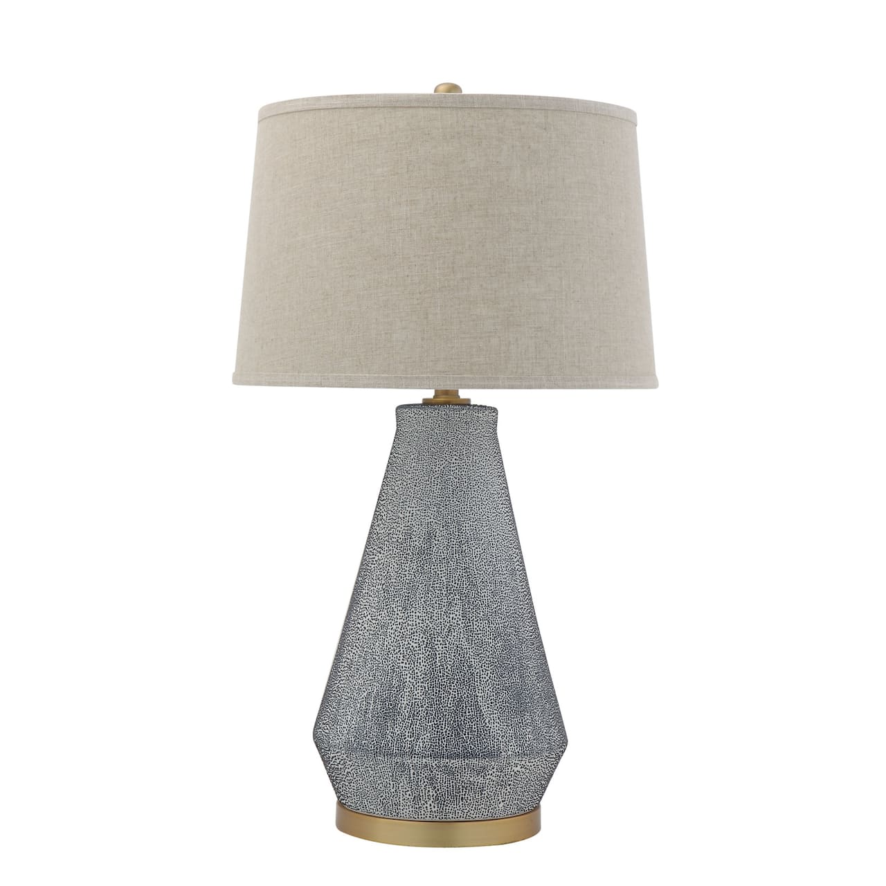 Hello Honey® Textured Blue Glaze Ceramic Table Lamp with Natural Linen Shade